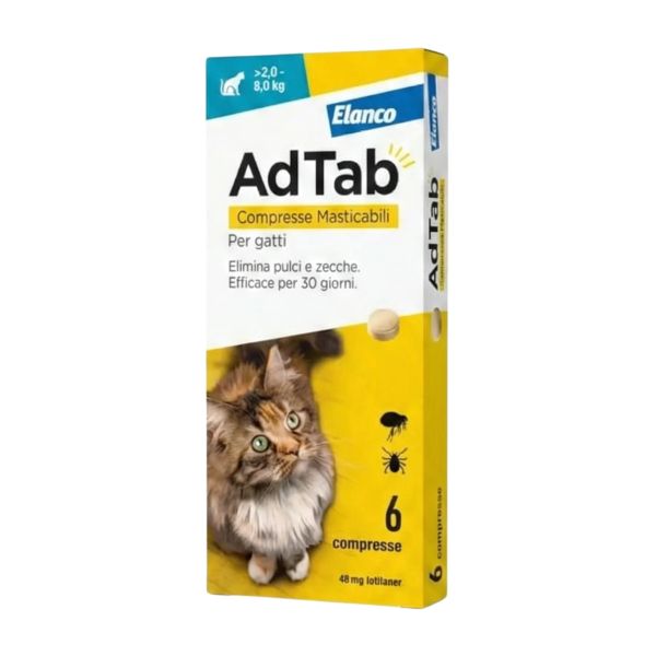 Adtab Per Gatti Da 2 A 8kg 6 Compresse Masticabili 48mg
