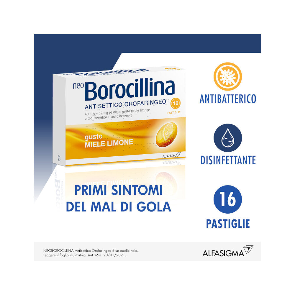 Neoborocillina Antisettico orofaringeo 16 pastiglie gusto miele e limone-3