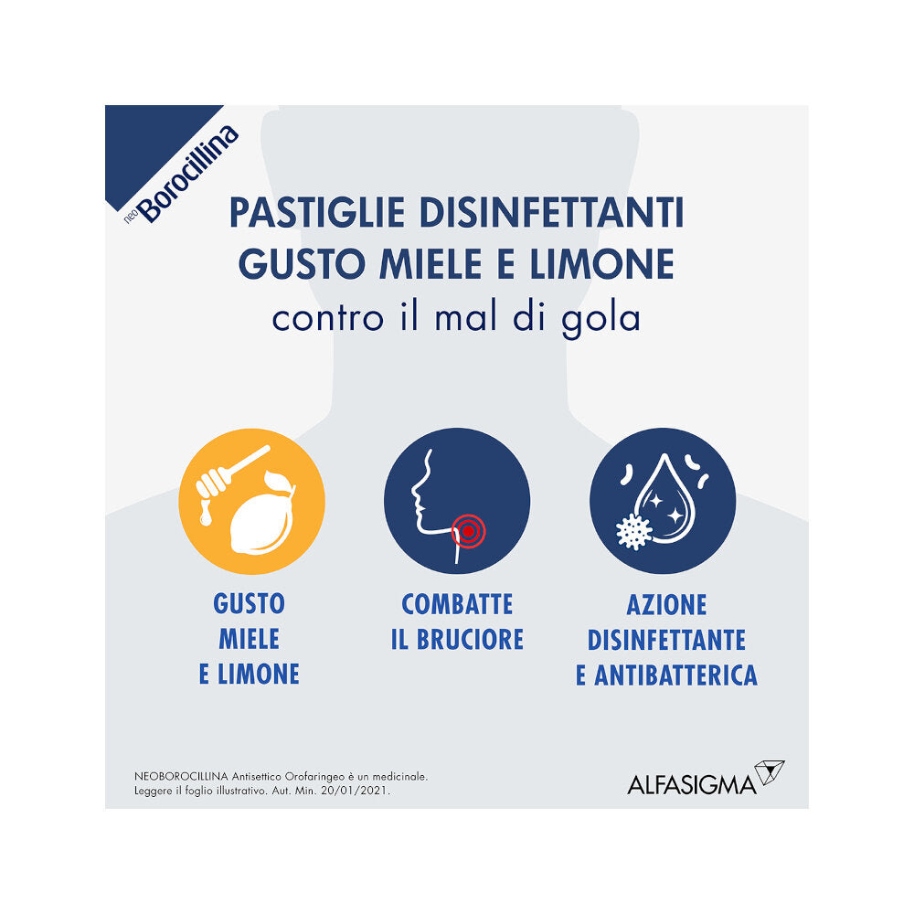 Neoborocillina Antisettico orofaringeo 16 pastiglie gusto miele e limone-4