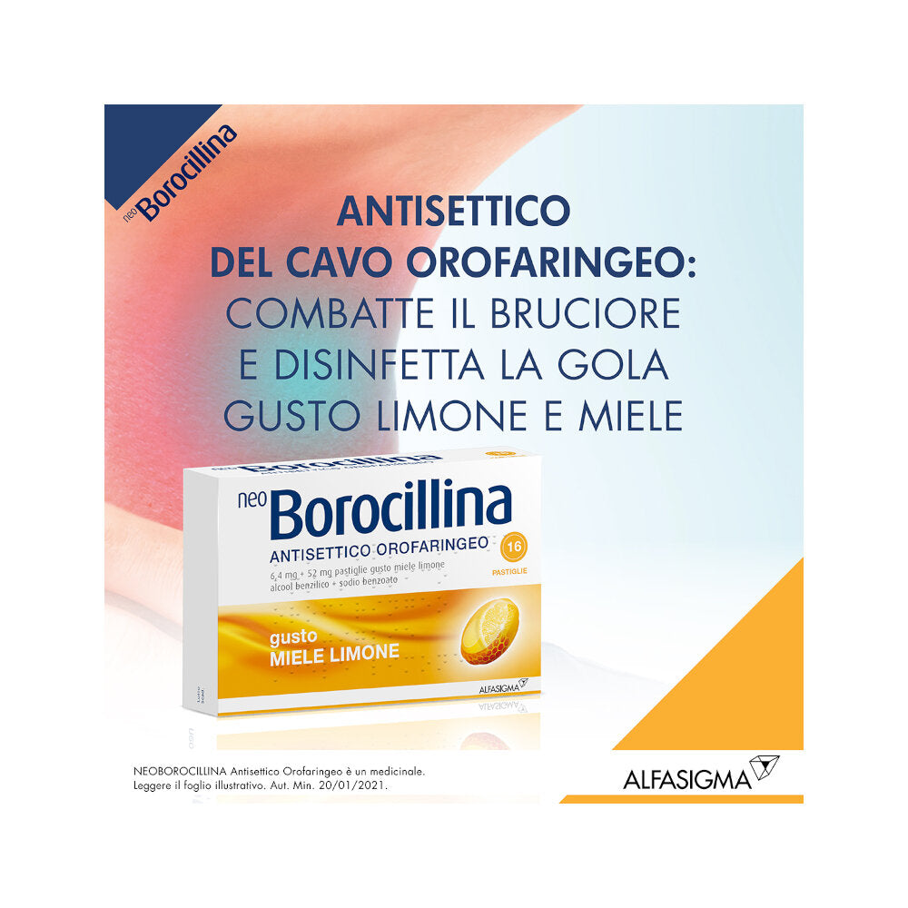 Neoborocillina Antisettico orofaringeo 16 pastiglie gusto miele e limone-6