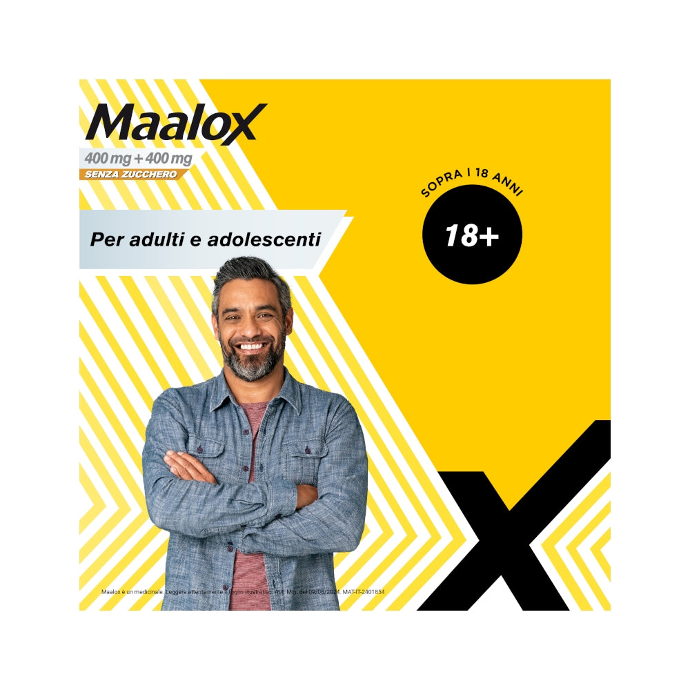 Maalox 400+400 Mg Contro Acidità di Stomaco Occasionale Senza Zucchero 30 cpr-12