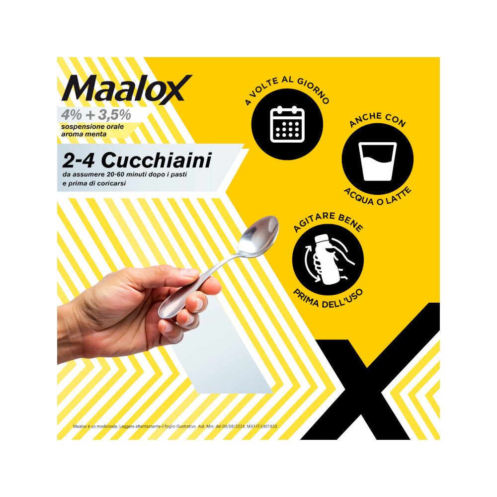 Maalox 400+400 Sospensione Orale Contro Acidità di Stomaco Occasionale 250 ml-6