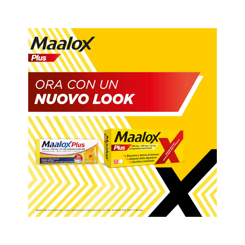 Maalox Plus Azione Rapida Contro Bruciore e Acidità di Stomaco 50 cpr-2