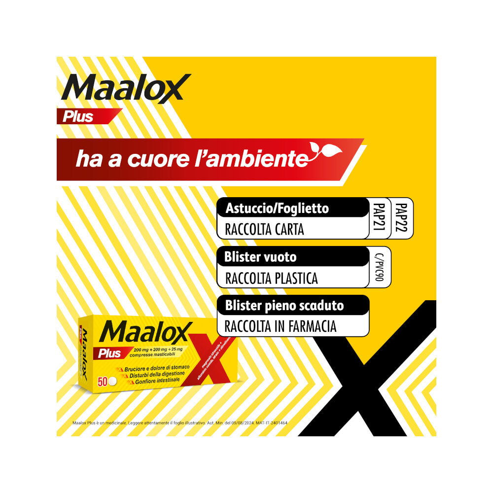 Maalox Plus Azione Rapida Contro Bruciore e Acidità di Stomaco 50 cpr-7
