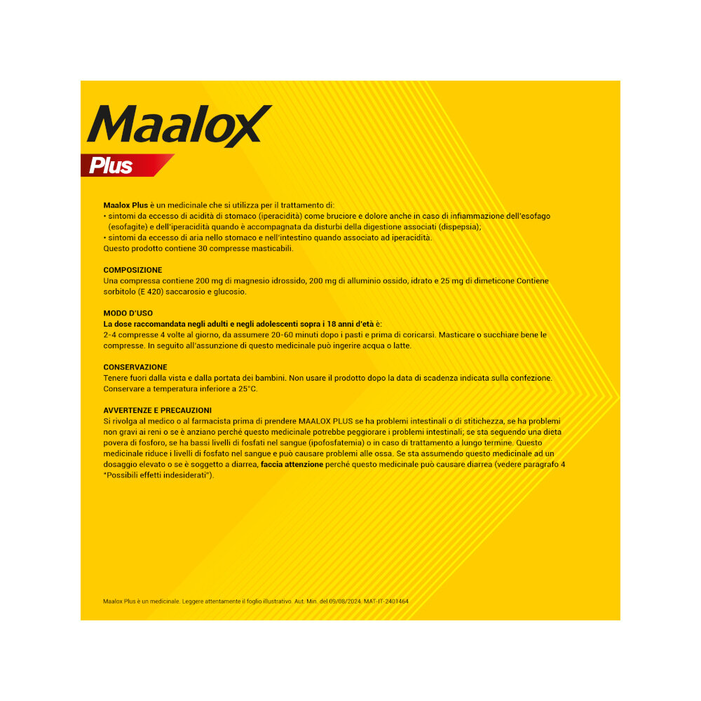 Maalox Plus Azione Rapida Contro Bruciore e Acidità di Stomaco 50 cpr-8