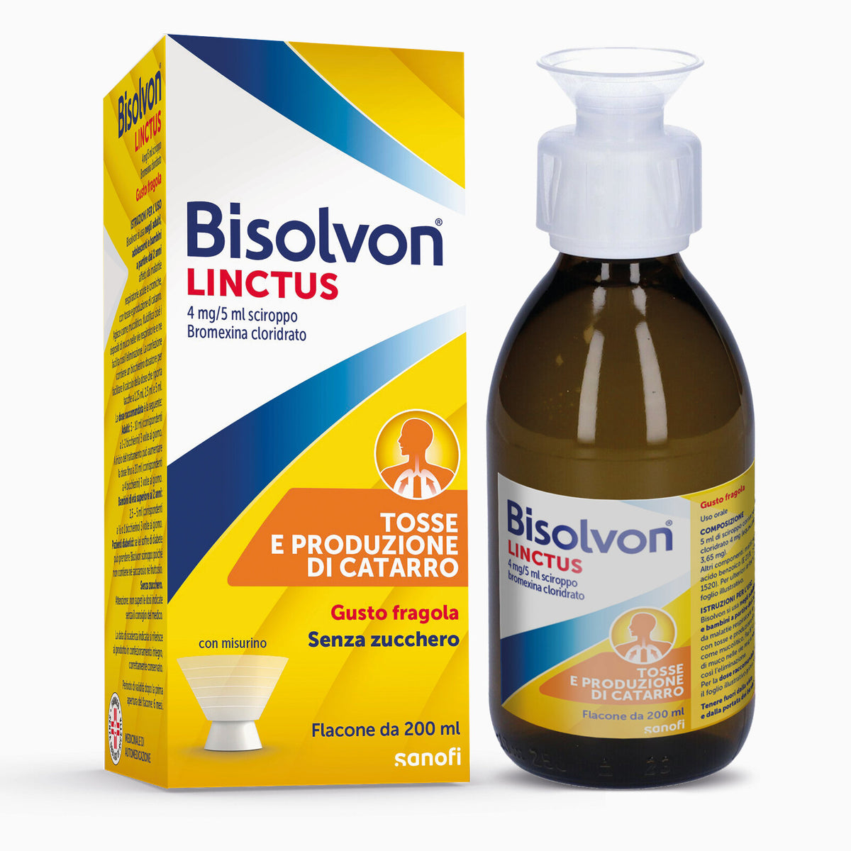 Bisolvon Linctus Sciroppo Mucolitico Per Tosse Grassa 2anni+ Fragola 200ml-10