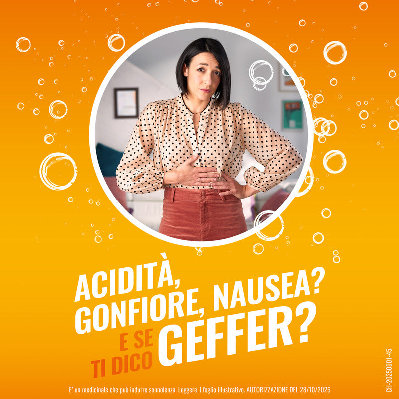 Geffer Granulato Effervescente Antiacido contro Bruciore di Stomaco Nausea e Gonfiore 24 Bustine-12