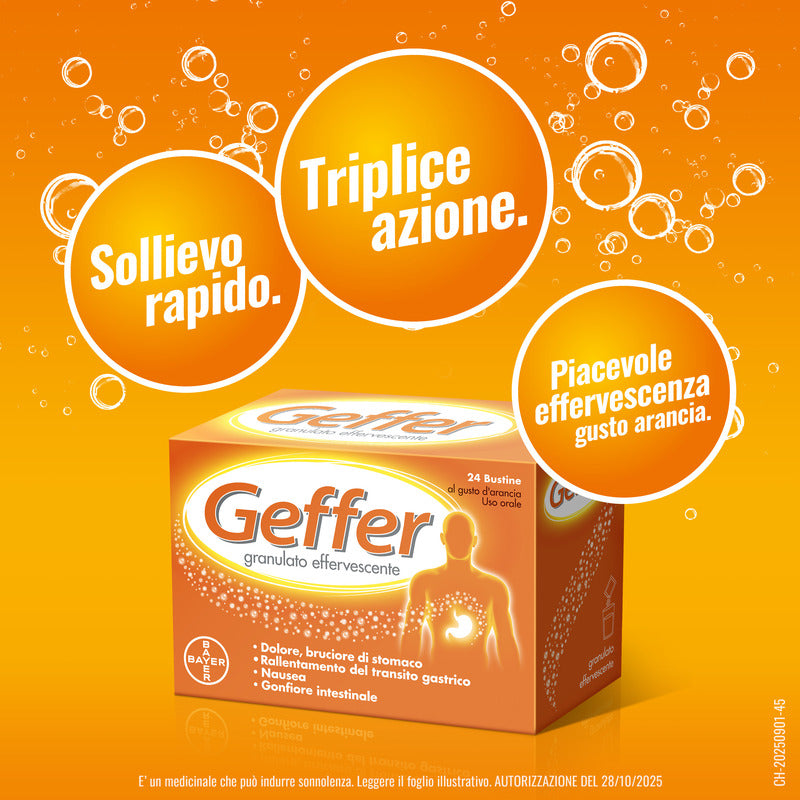 Geffer Granulato Effervescente Antiacido contro Bruciore di Stomaco Nausea e Gonfiore 24 Bustine-13