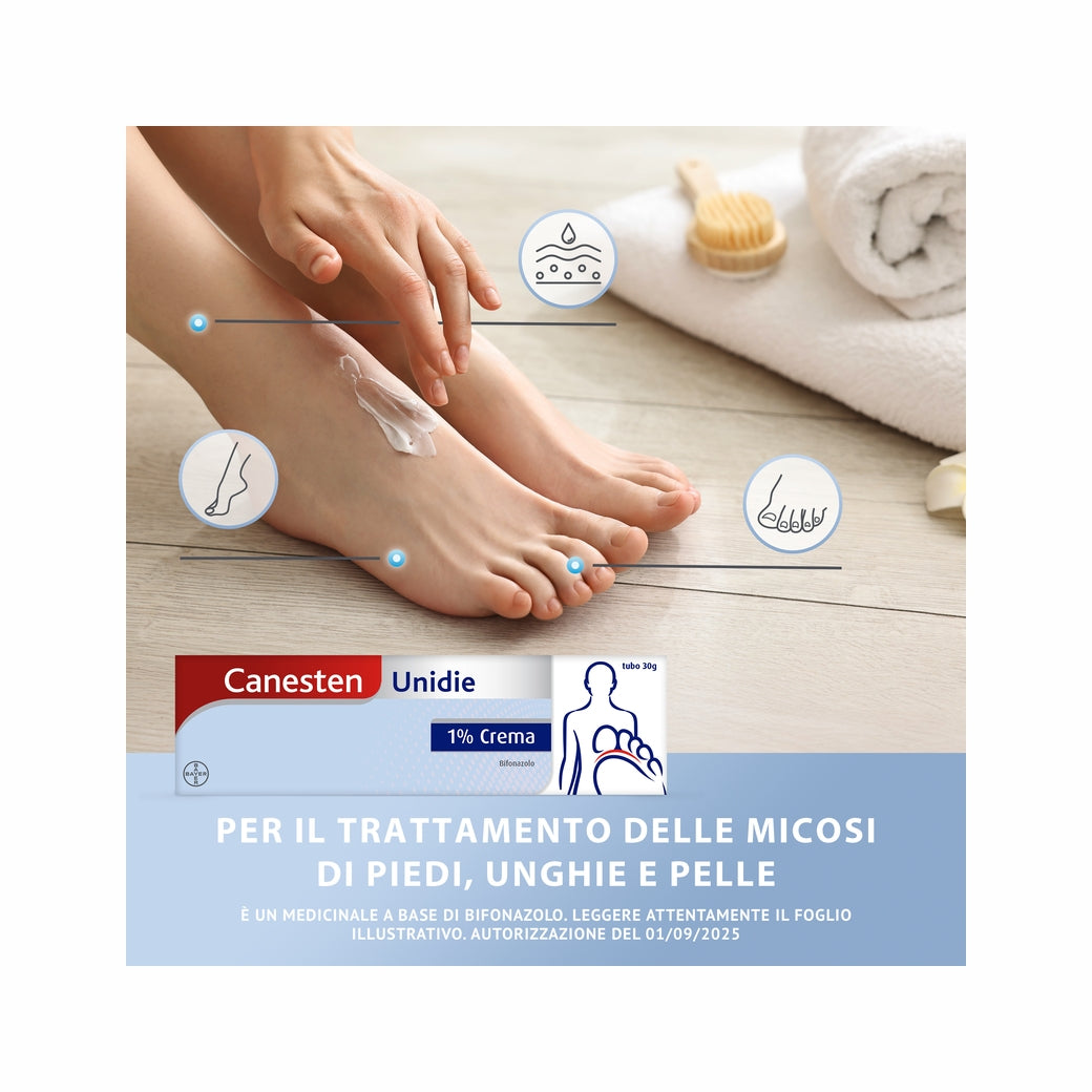 Canesten Unidie Crema Antimicotico Antifungino contro Funghi Micosi Piede d'Atleta Tubo 30g-9