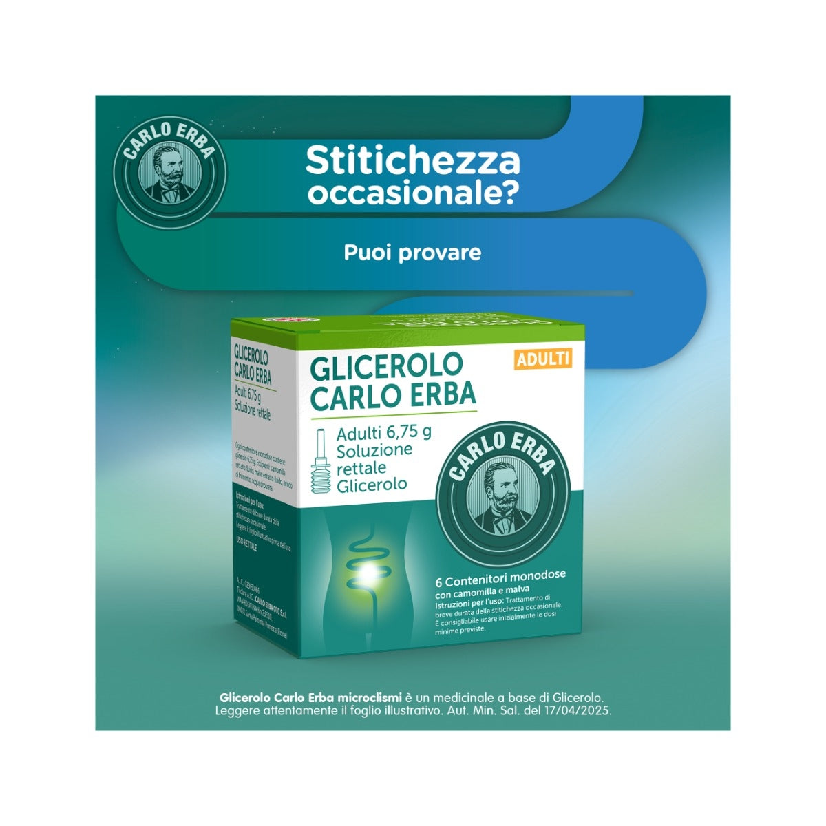 Glicerolo Carlo Erba Adulti 6,75g soluzione rettale 6 contenitori monodose con camomilla e malva-5