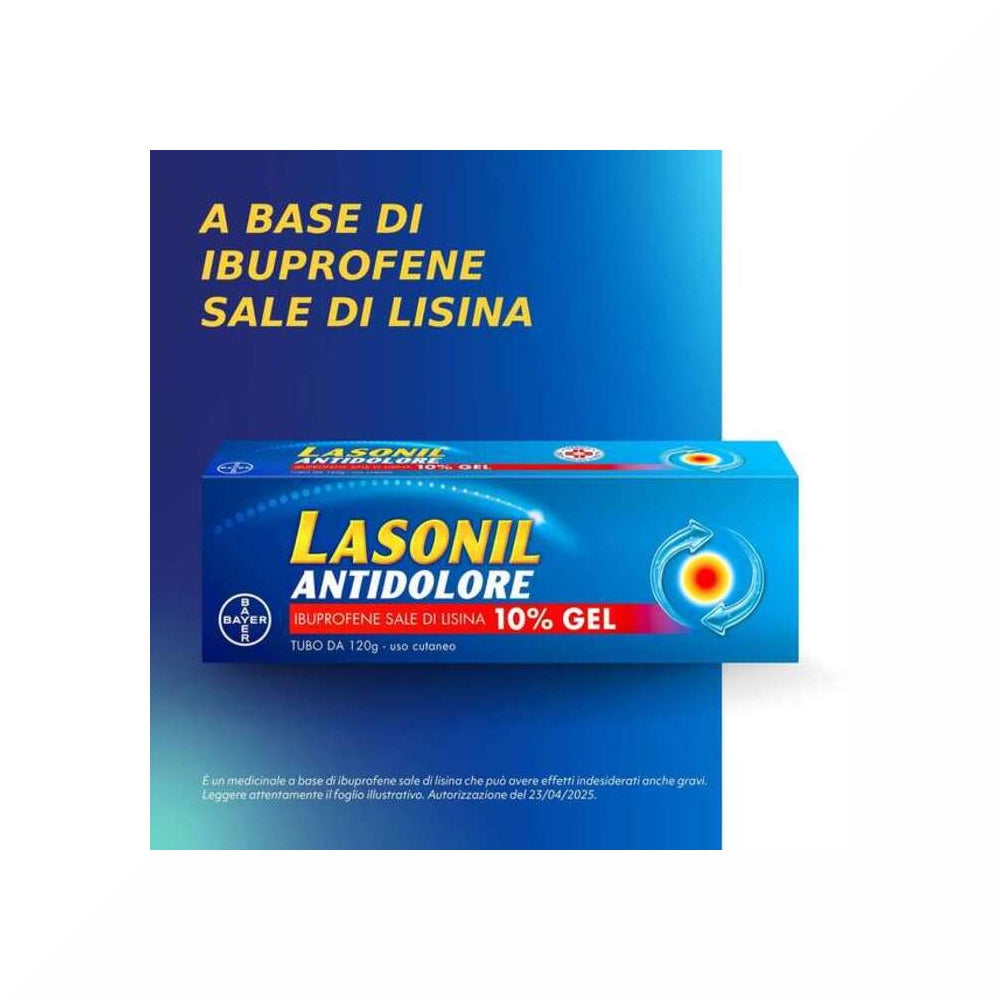 Lasonil Antidolore Gel Dolori Muscolari Articolari Ibuprofene Sale di Lisina 10% 120gr-11