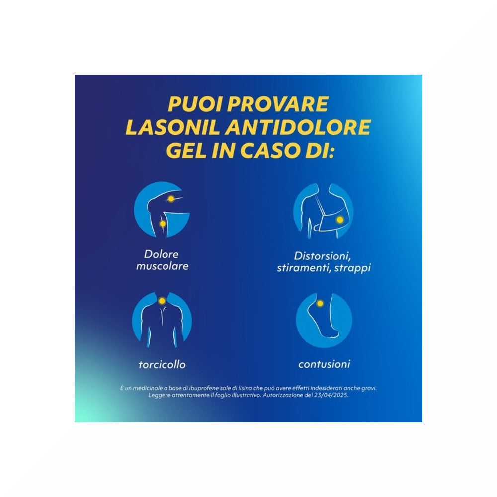 Lasonil Antidolore Gel Dolori Muscolari Articolari Ibuprofene Sale di Lisina 10% 120gr-13