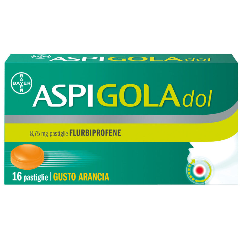 Aspi Gola Dol Caramelle Gola Antinfiammatorio per Mal di gola 16 Pastiglie Senza Zucchero Arancia-10