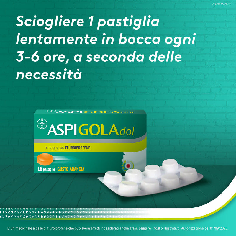 Aspi Gola Dol Caramelle Gola Antinfiammatorio per Mal di gola 16 Pastiglie Senza Zucchero Arancia-15