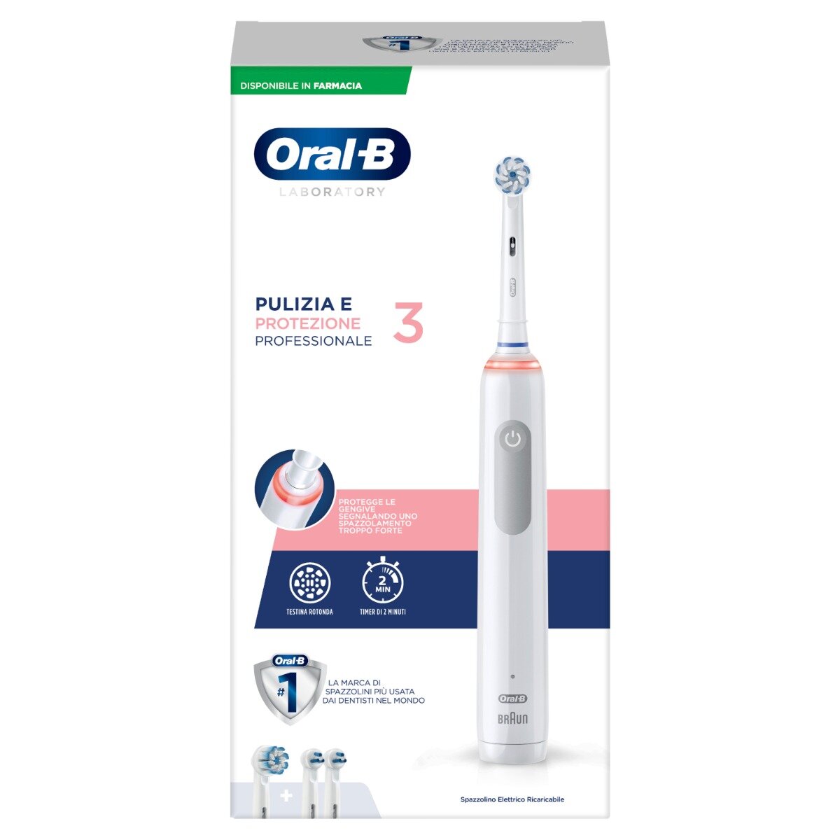 Oral-B Pro 3 Pulizia e Protezione Professionale spazzolino elettrico ricaricabile + 2 testine di ric-2