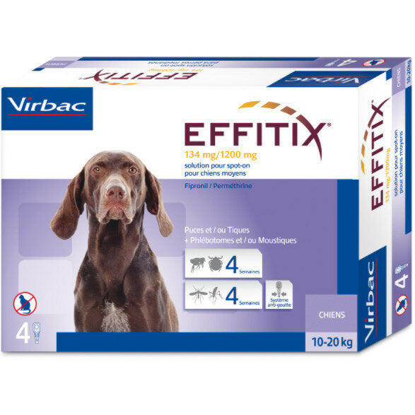 Virbac Effitix 134mg/1200mg Soluzione Spot-on per cani 10-20kg 4 pipette-2