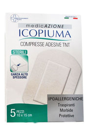 Icopiuma Compresse adesive sterili in TNT 10X15cm 5 pezzi-1
