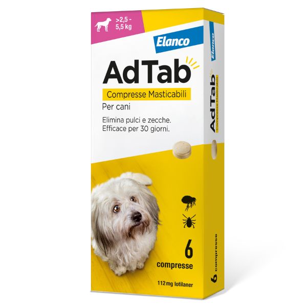 Adtab Per Cani Da 2,5 A 5,5kg 6 Compresse Masticabili 56mg