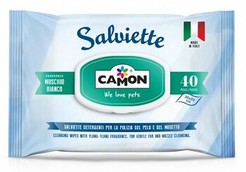 Camon Salviette Detergenti Per Cani E Gatti Muschio Bianco 40 Pezzi-2