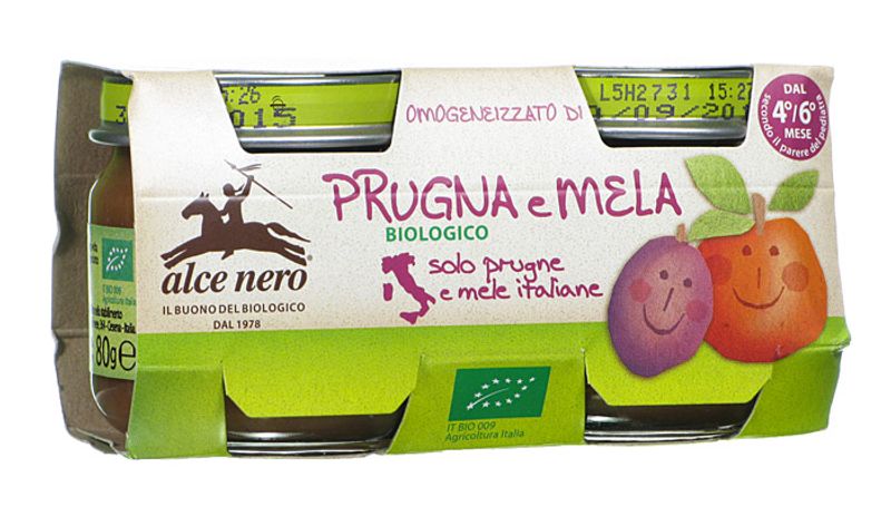 Alce Nero Omogeneizzato di Prugna e Mela biologico 2x80g-1