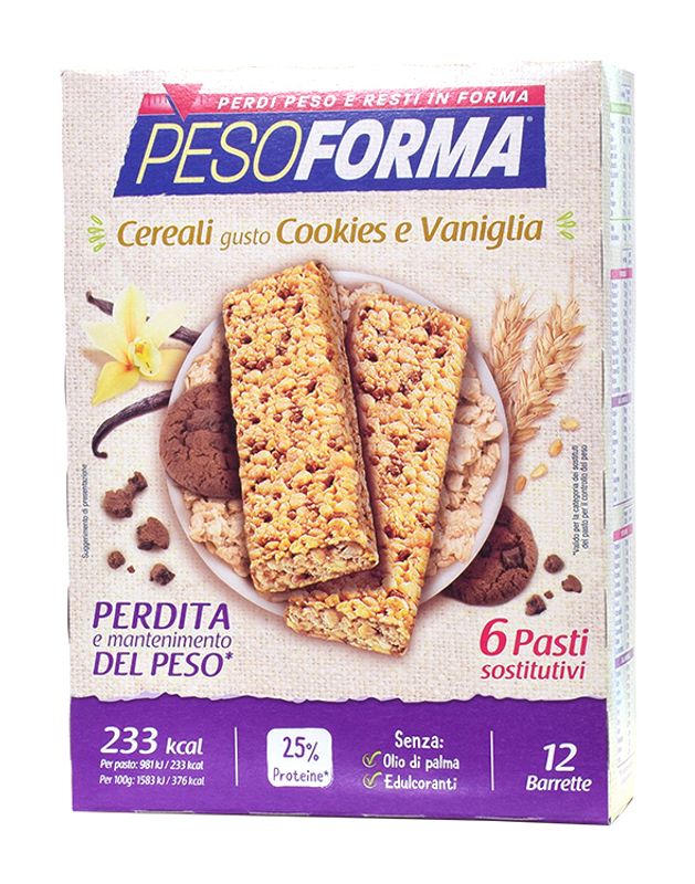 PesoForma Barrette cereali gusto cookies e vaniglia 12 pezzi-1