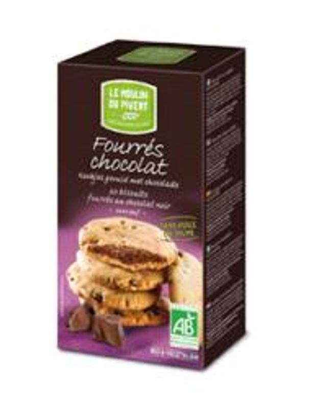 Fourres chocolat biscotti golosi e croccanti con gocce di cioccolato e ripieni di cioccolato fondent-1