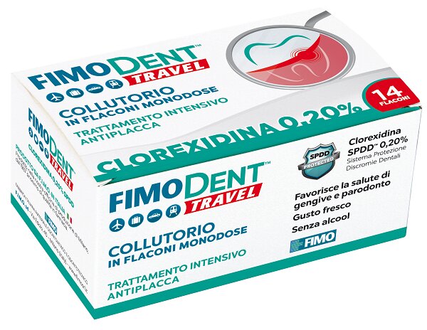 Fimodent Travel 0.20% Clorexidina Collutorio 14 Flaconcini Monodose-2