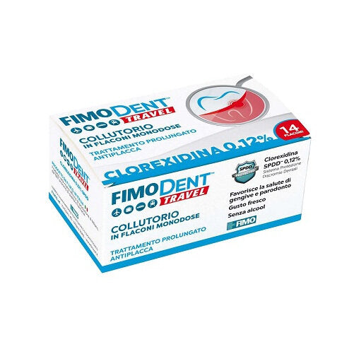 Fimodent Travel 0.12% Clorexidina Collutorio 14 Flaconcini Monodose-2