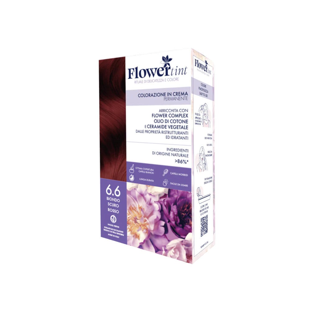 Flowertint Colorazione In Crema Permanente Colore 6,6 Biondo Scuro Rosso-1