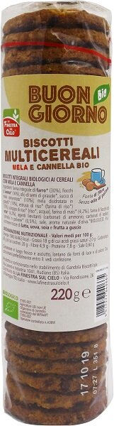 La Finestra Sul Cielo Biscotti Multicereali Bio Mela Cannella 220g-2