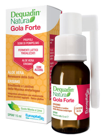 Dequadin Natura Gola Forte per il benessere della gola spray 15ml gusto menta e lime-2