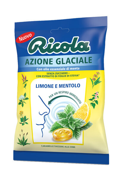 Ricola Azione Glaciale Limone e Mentolo caramelle alle erbe svizzere 70g-2