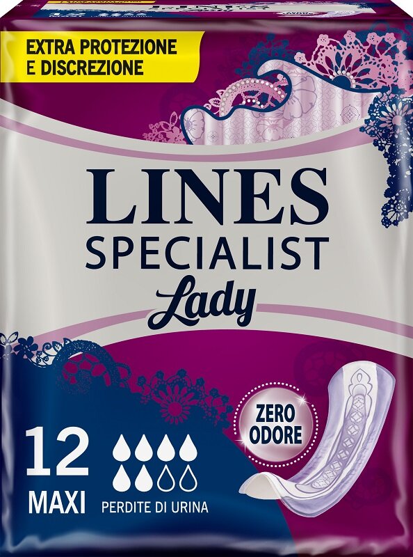 Lines Specialist Maxi assorbente sagomato perdite di urina leggere per donna 12 pezzi-2