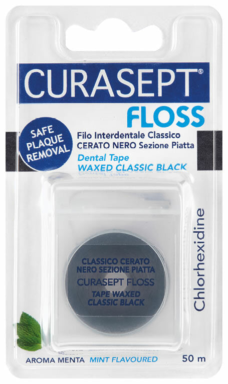 Curasept Floss filo interdentale cerato nero con aroma menta 50m-2