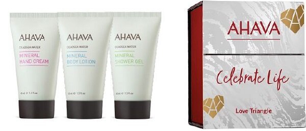 Ahava Love Triangle Crema Mani 40ml + Crema Corpo 40ml  + Gel Doccia 40ml-1