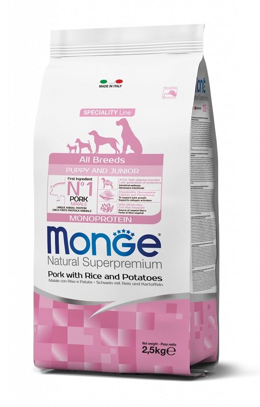 Monge Maiale Riso E Patate Cibo Secco Per Cuccioli Sacco 12 Kg-2