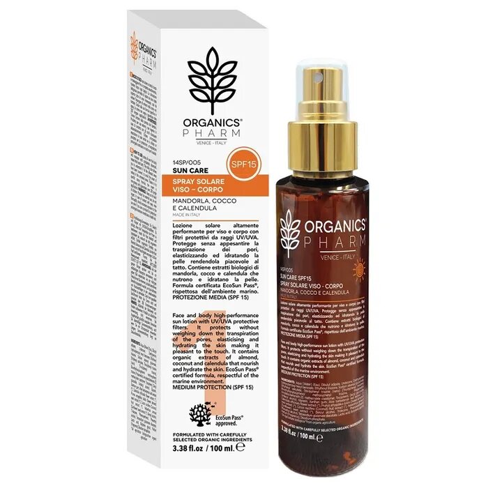 Organics Pharm Spray Solare Viso/Corpo 100ml SPF15-2