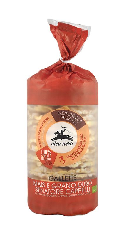 Alce Nero Gallette di mais e grano duto Senatore Cappelli  biologiche 100g-1