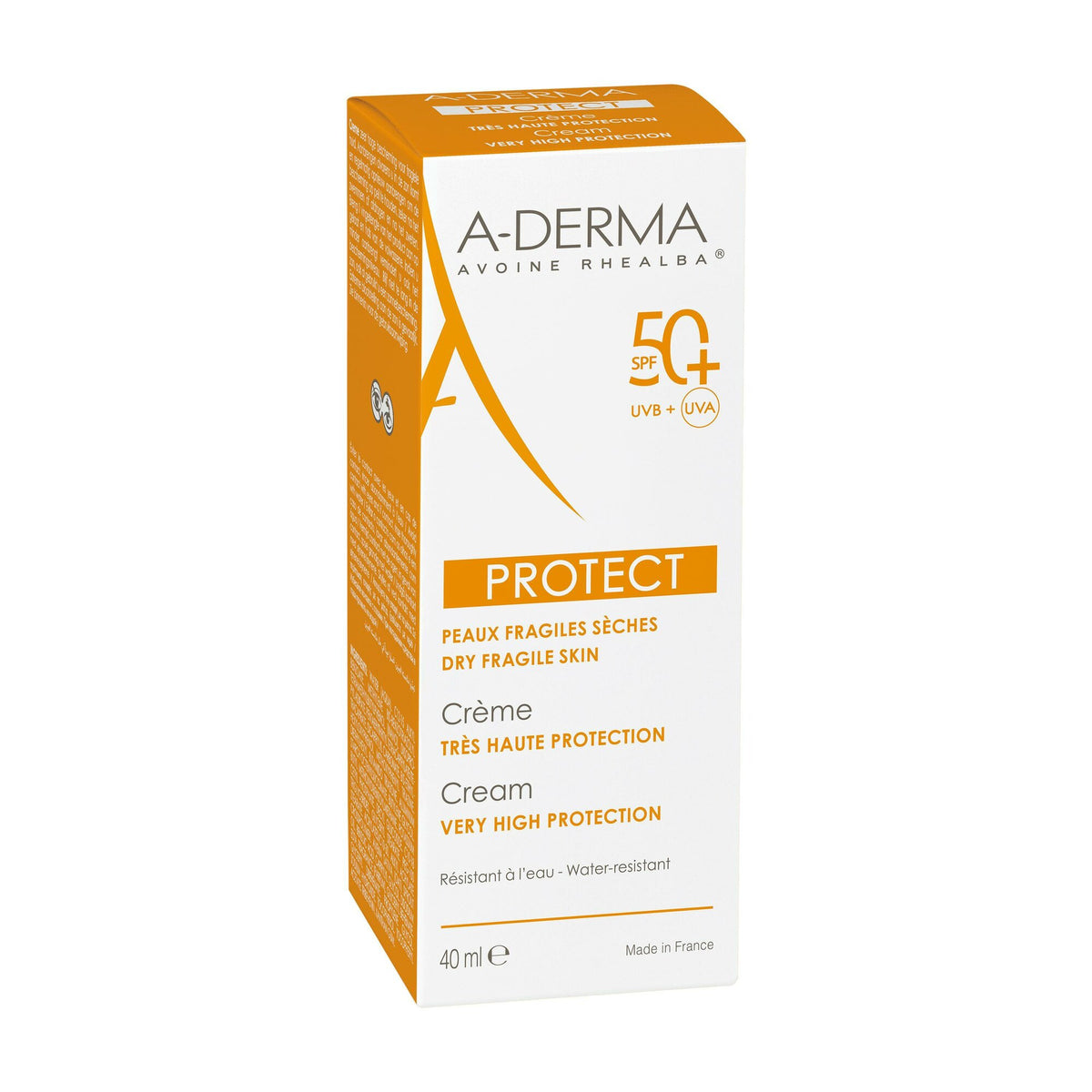 A-Derma Protect Crema protezione solare viso molto alta SPF50+ per pelli fragili secche 40ml-6