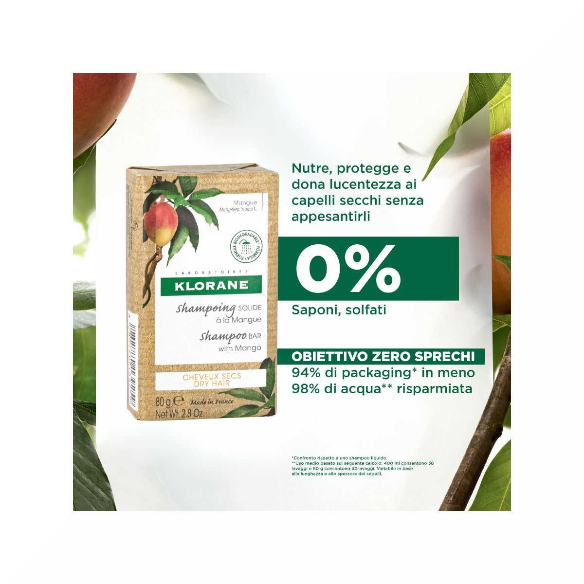 Klorane Shampoo solido al Mango capelli secchi 80g-6
