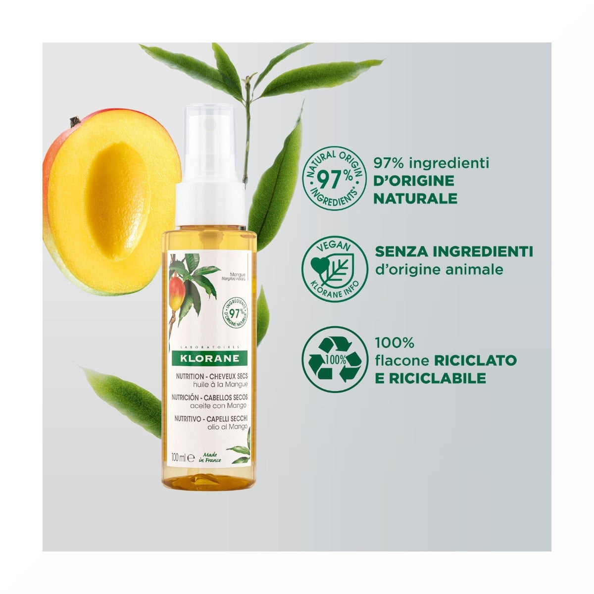 Klorane Olio al Mango capelli secchi 100ml-6
