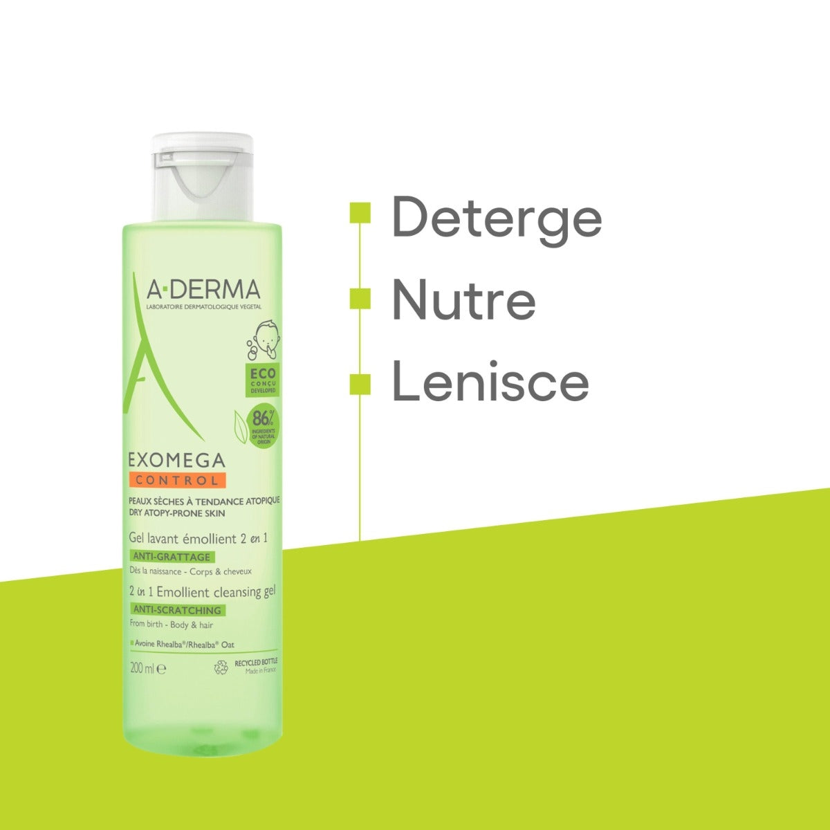 A-Derma Exomega Control gel detergente emolliente 2 in 1 corpo e capelli pelle secca 200ml-13