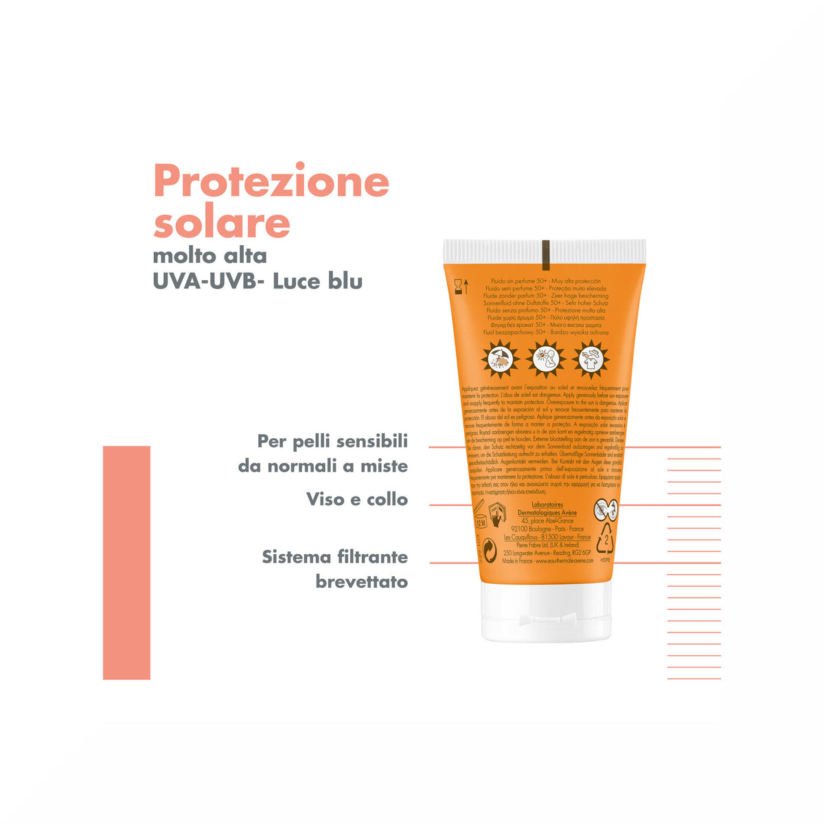 Avène Fluido Senza Profumo SPF 50+ Solare Viso 50ml-5