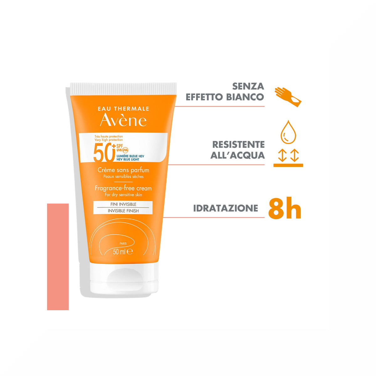 Avène Crema Senza Profumo SPF 50+ Solare Viso 50ml-5