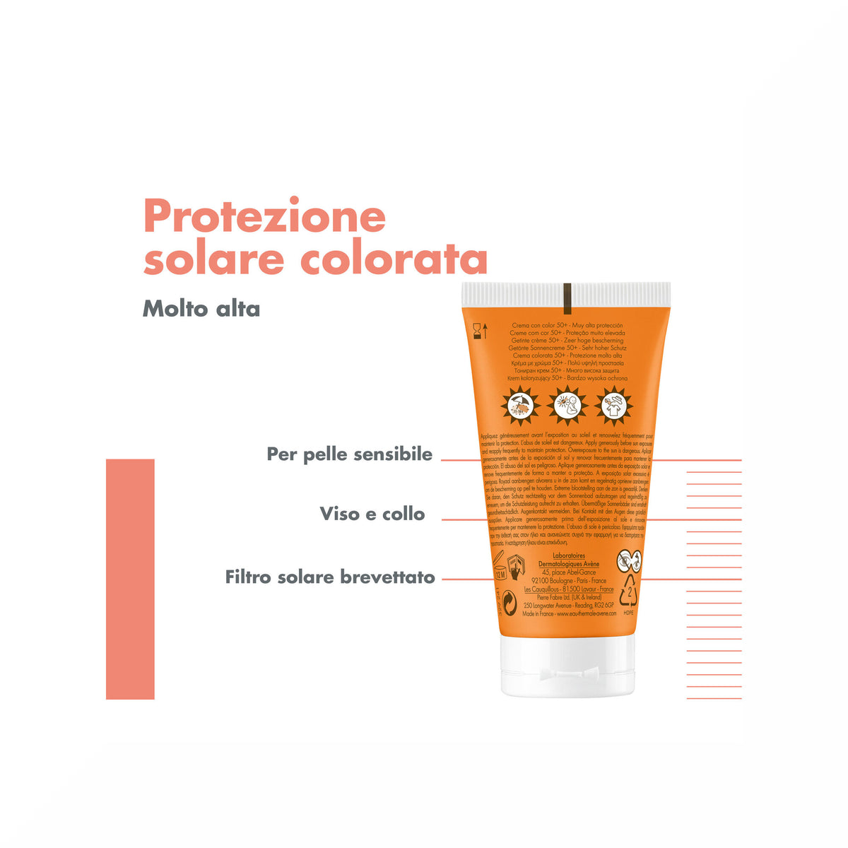 Avène Crema Colorata SPF 50+ Solare Viso 50ml-5