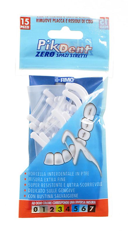 PikDent Zero spazi stretti Interdentale Bianco diametro 0,0mm 15 pezzi-1