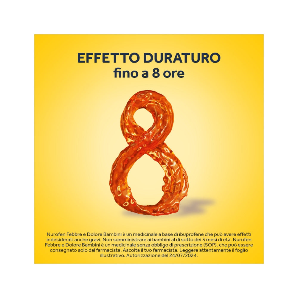 Nurofen Febbre e dolore per bambini uso orale 100 mg / 5ml gusto arancia 150ml con siringa dosatrice-10