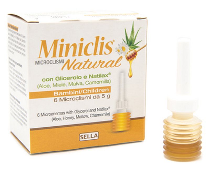 Miniclis natural microclismi con glicerolo e Natilax Bambini 6pz da 5g-1