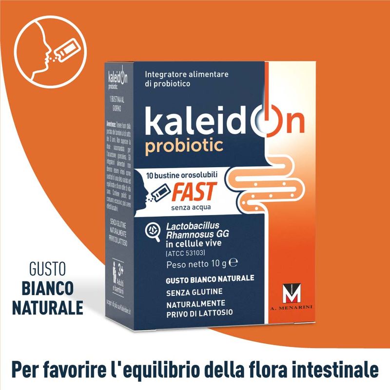 Kaleidon Probiotic Fast Gusto Bianco Naturale Riequilibrio Della Flora Intestinale 10 Bustine da 1g-0