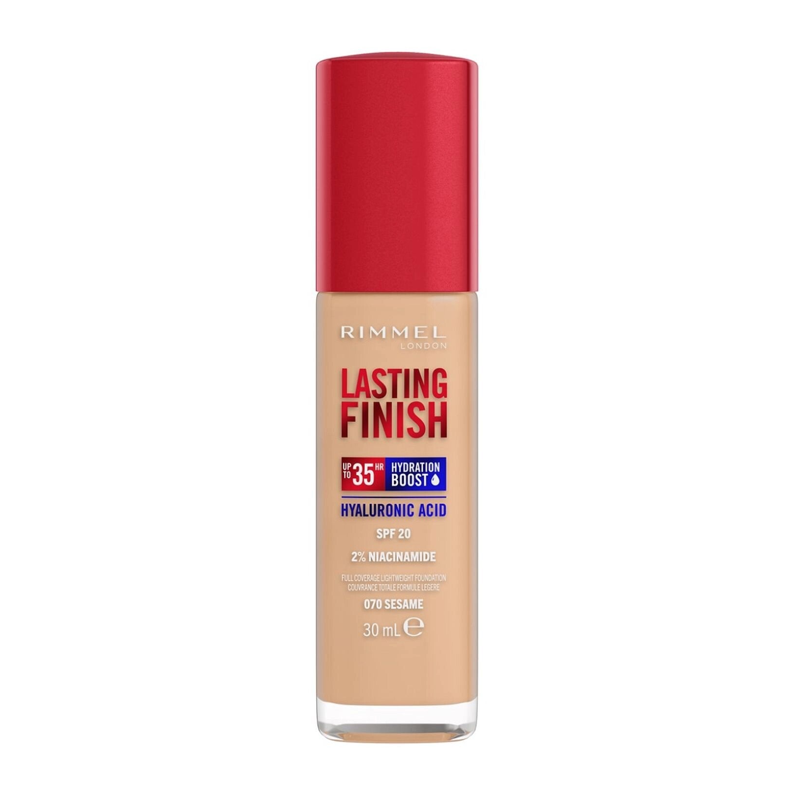 Rimmel Fondotinta Lasting Finish 35h Con Acido Ialuronico 070 Sesame 30ml-1